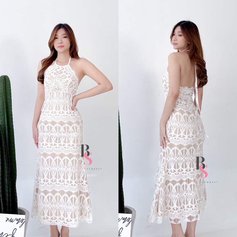 [BEST COLLECTIONS] GET IT FAST!! D0152 MONGA PREMIUM KOREAN STYLE LACE VINTAGE MIDI DRESS PANTAI