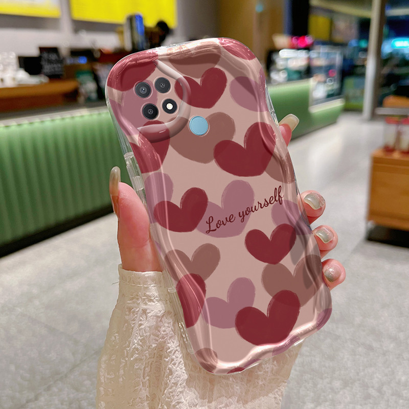 Casing Hp OPPO A15 A15s A35 Case pelindung minimalis indah Casing ganda Kesing HP bermotif hati Love