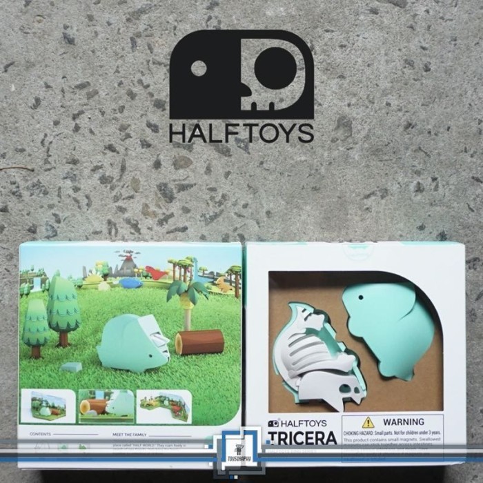 Terbaru HALFTOYS TRICERA DINO Series Puzzle with DIORAMA Half Toys Triceratops