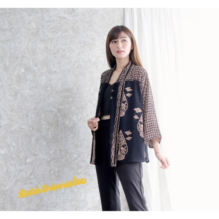 Outer Batik Wanita Cardigan Blouse Blazer Santai - Lathi Rintik