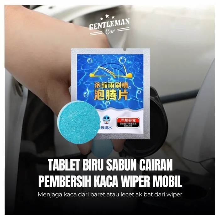 Tablet Biru Sabun Cairan Pembersih Kaca Wiper Mobil Packing per 1 Pcs