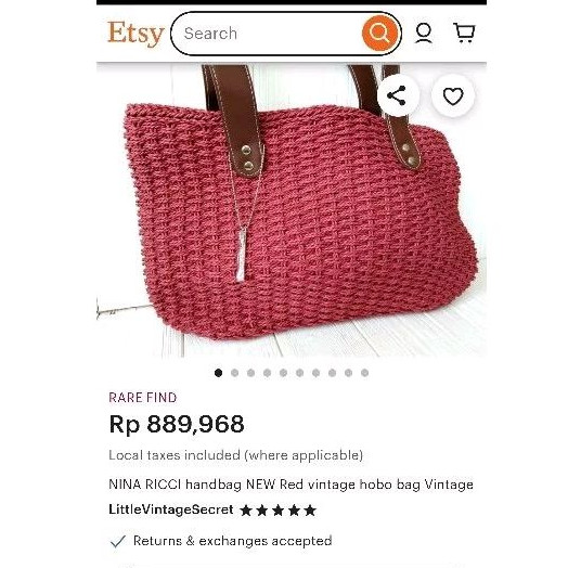 Tas Nina Ricci Parfums Red Open Top Shopper Bag Handbag
