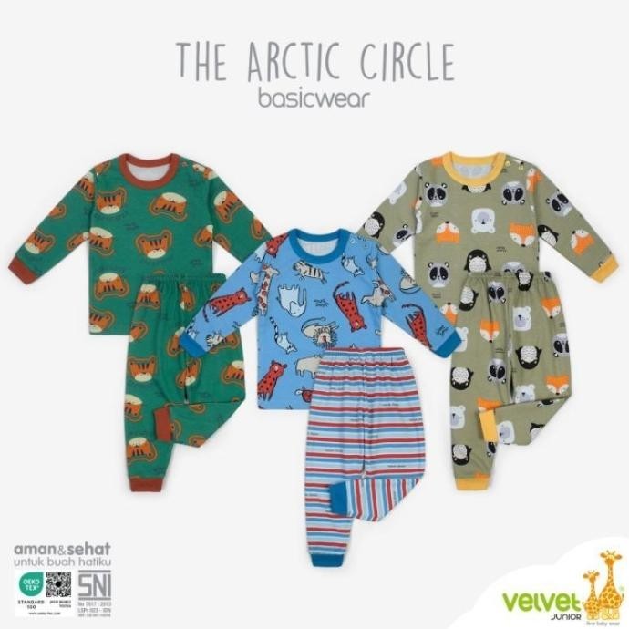 Velvet Junior Motif Terbaru Kancing Pundak + Celana Panjang - 3pcs