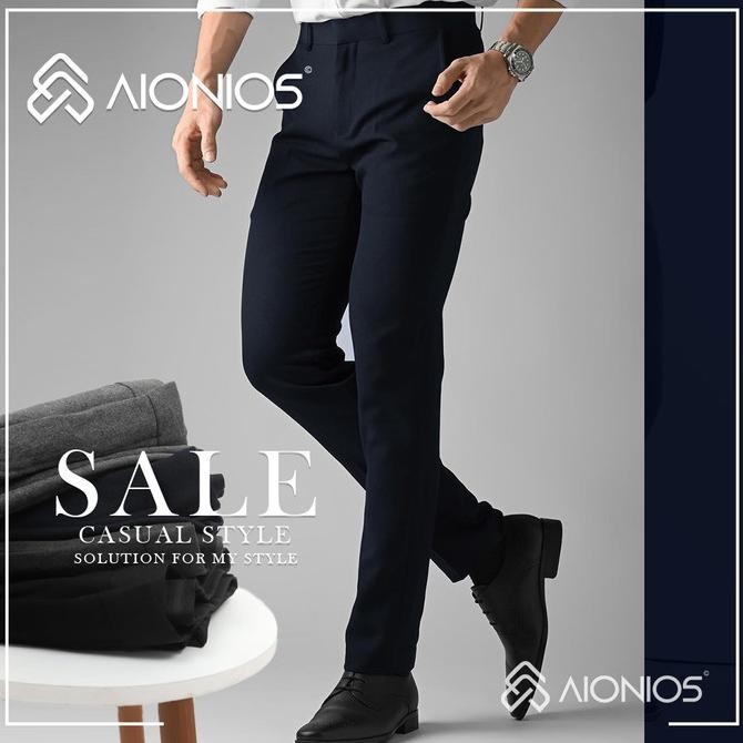 Celana Kerja Pria Slimfit / Celana Bahan Pria Dasar Kain Hitam &Warna