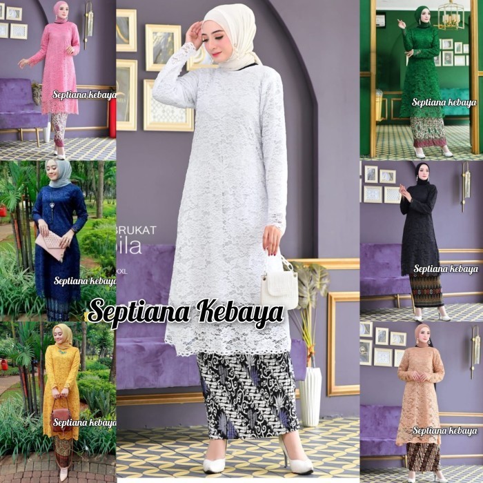Baju Kebaya Ern Tunik Brokat Jumbo / Kebaya Brokat Putih