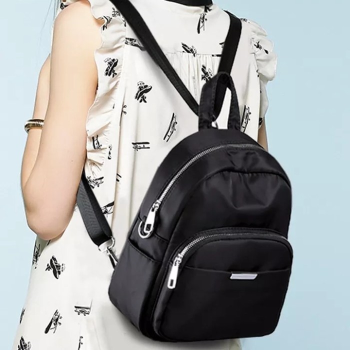 Promo Tas Ransel Wanita kecil Korea cantik key Gendong Remaja Hitam Black Terbaru Kekinian 2024 Tren