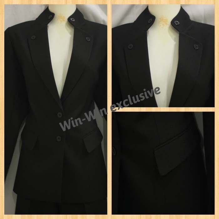 Setelan Blazer Kerja Kantor Wanita Hitam Rompi Stylish