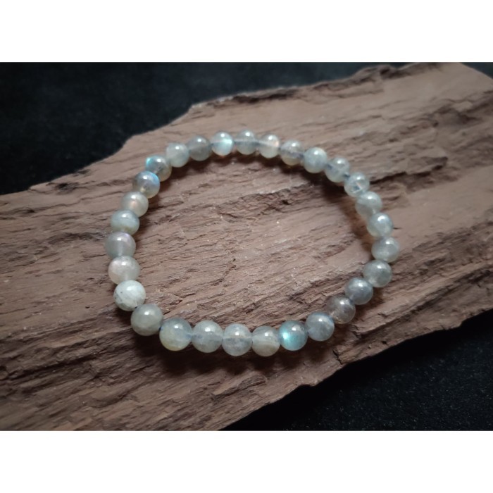 Gelang Batu Grey Moonstone Labradte Langka 3A Magic Stone 6Mm