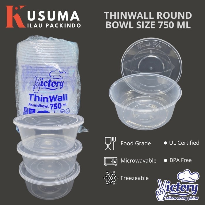 

] Thinwall Victory Round Bowl (Bulat) 750ML Kotak Makan 25pcs 750 ml