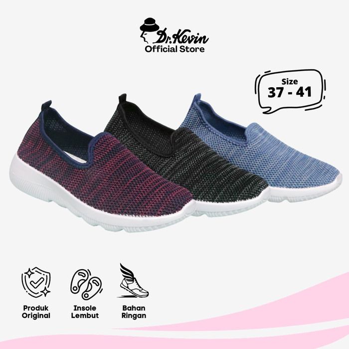 Dr. Kevin Sepatu Olahraga Wanita Sneakers Flyknit Slip On 589-039