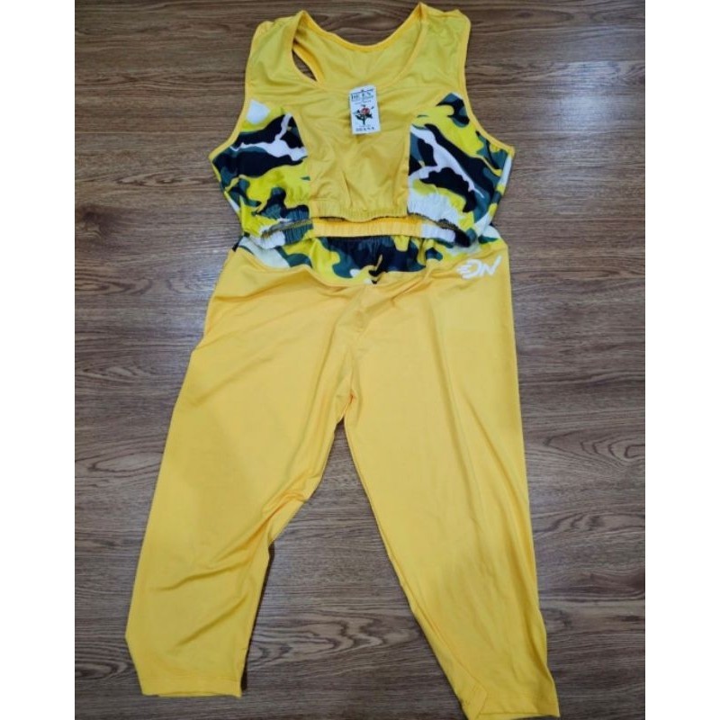 Legging Crop Top Stretch Spandex Senam Renang Diana Kuning