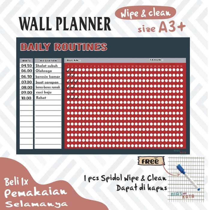 

Buruan Planner Daily Routine Jadwal Rutinitas Sehari Hari Size A3+ Trendi