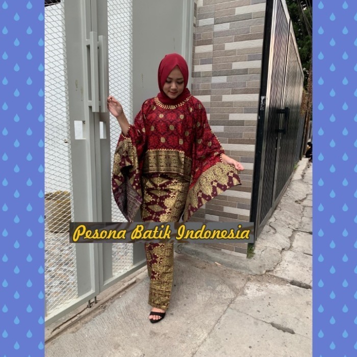 Setelan Rok Wanita Batik Batwing Songket Palembang Jumbo