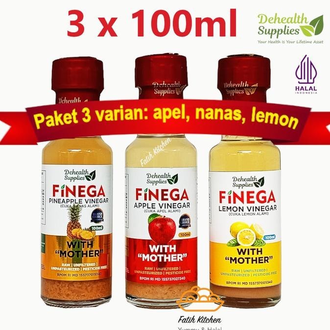 

Vinega Paket 3 Varian 100 ml Cuka Apel, Nanas, & Lemon Halal