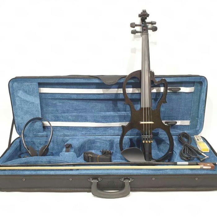 Biola Elektrik Merk Cowboy Warna Hitam 4/4 Komplit List