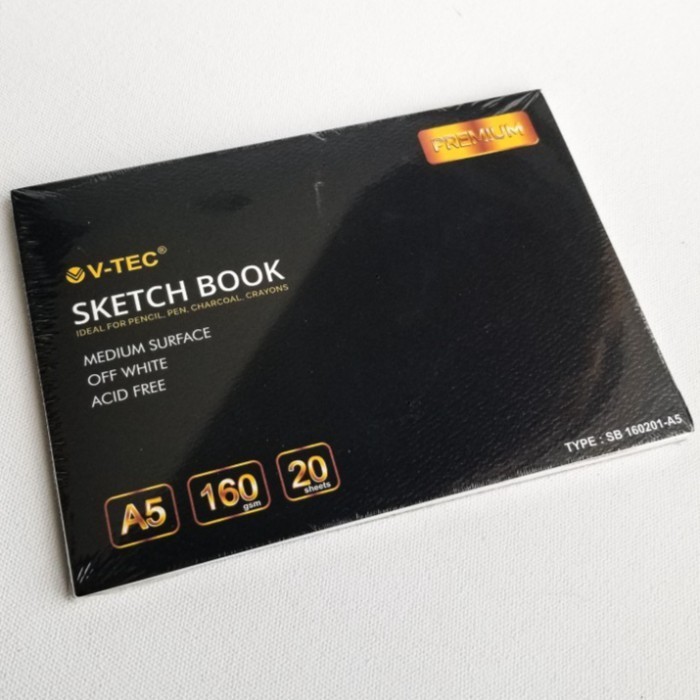 

Gilaa!!! Sketch Book V-Tec A5 160 Gsm Off White 20 Sheets Sb-160201/A5 Trendi