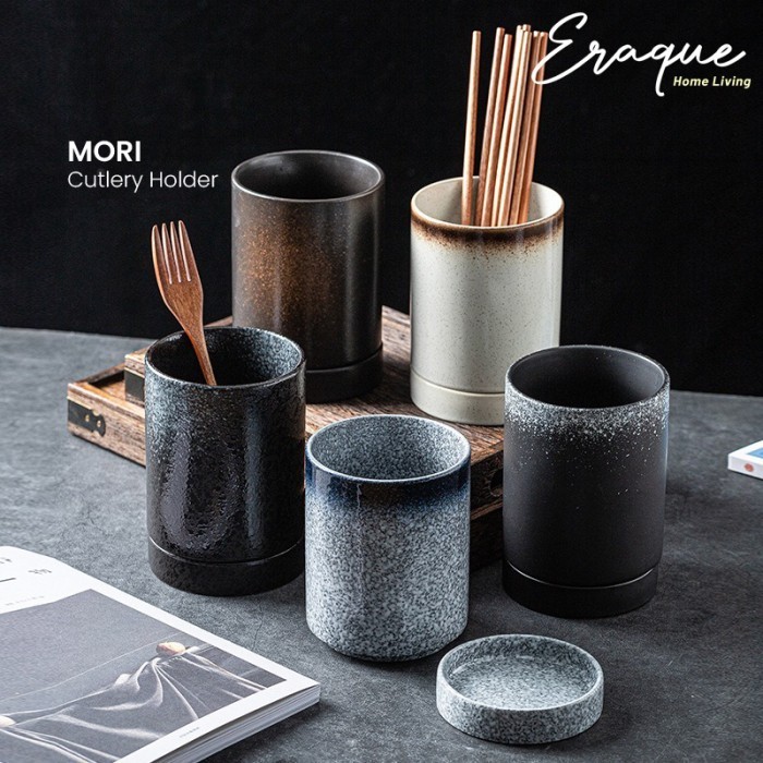 Terbaru Mori Cutlery Holder / Wadah Tempat Sendok Garpu Keramik Jepang Unik Promo Terlaris