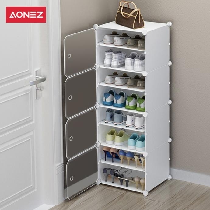 Aonez Lemari Sepatu 8 Lapis, Lemari Sepatu Plastik,Lemari Sepatu Besar