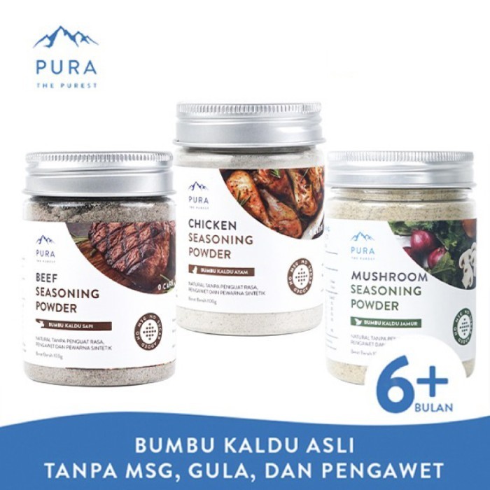 

tab PURA Seasoning 100g Bumbu Penyedap NO MSG /Kaldu Mpasi Ayam Sapi Jamur