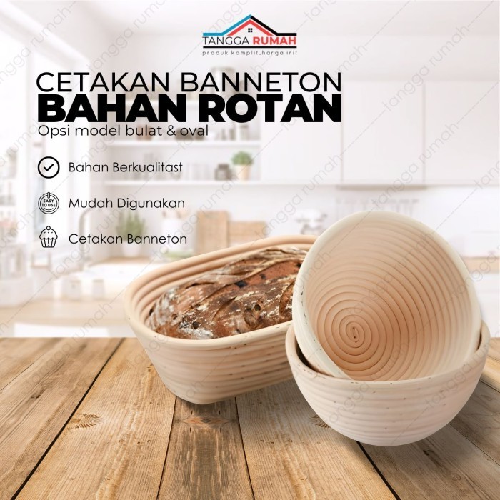 Cetakan Proofing Sourdough Adonan Kue & Roti Banneton Basket Rotan