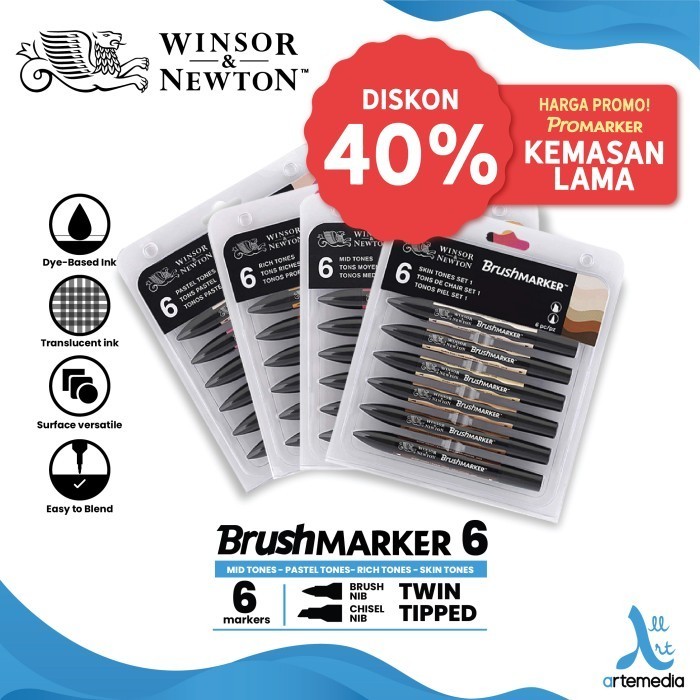 

Brush Marker Winsor & Newton Promarker Brush Pen Set 6 Dual Point MURAH