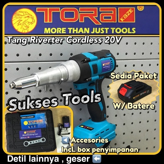 100% Cordless Rivet Gun Tora Tang Rivet Baterai LXT 20 V Cordless Riverter