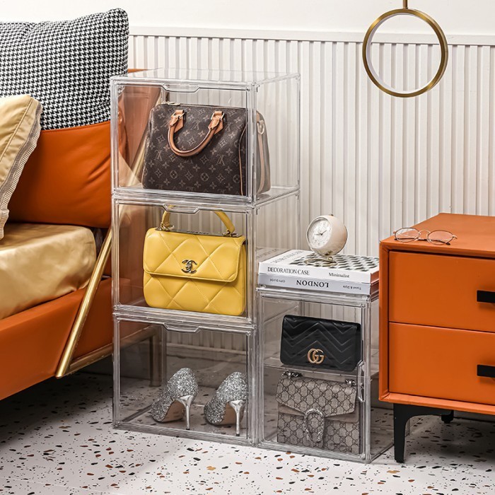 Lemari Tas Minimalis Transparan Rak Tas Susun Aestetic Tempat Tas