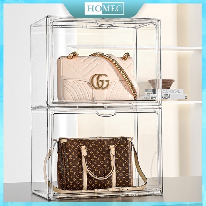 Lemari Tas Minimalis Transparan Rak Tas Susun Aestetic Tempat Tas