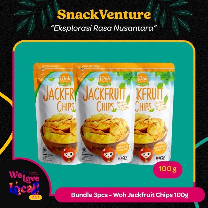 

Bundle 3pcs - Woh Jackfruit Chips 100gr | Keripik Buah Nangka Kering