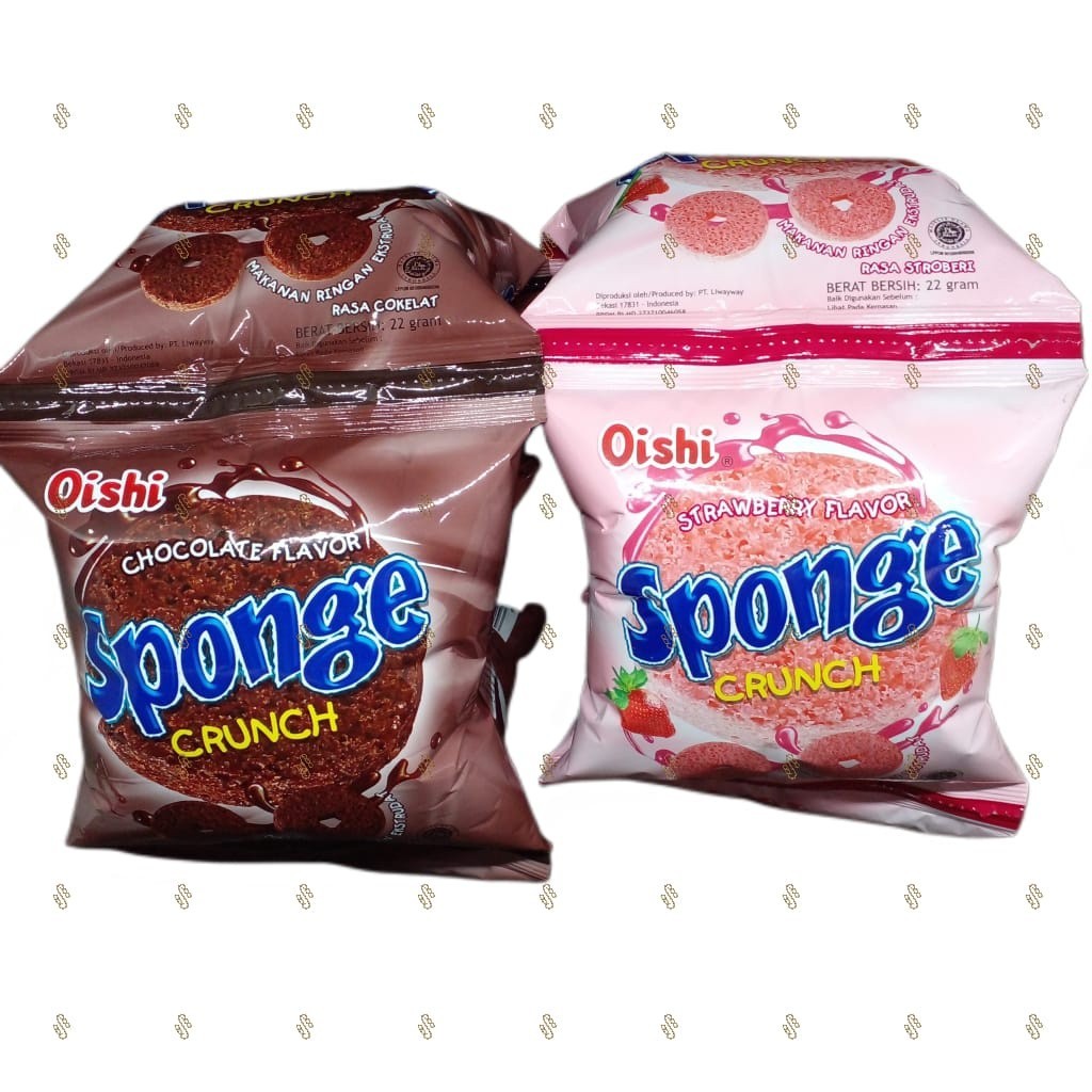 

Oishi Sponge Crunch 2000 1 Renceng isi 10 Bungkus @22 gram Rasa Cokelat & Strawberry