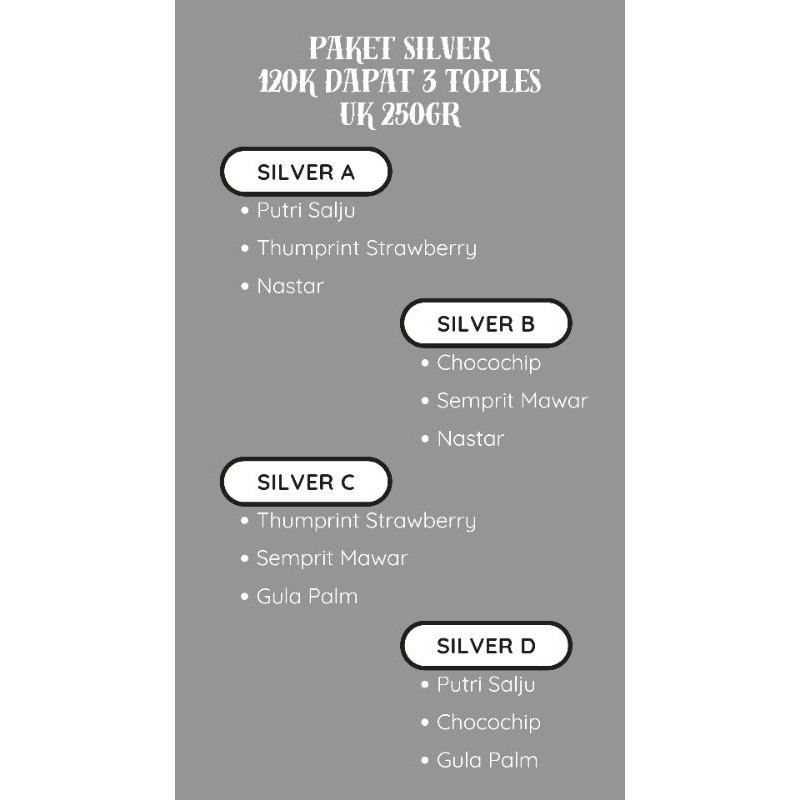 

PAKET SILVER 120K DAPAT 3 TOPLES