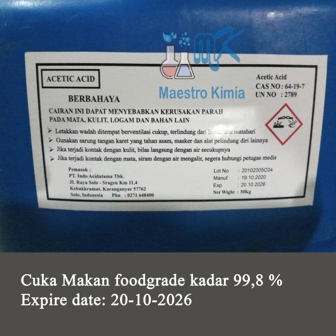 

suk Asam Cuka / Cuka Glasial / Cuka Makan foodgrade 99,8 %