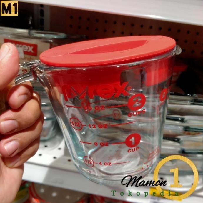 Pyrex Gelas Takar/ukur/kaca Dengan Tutup 473 ml made in USA