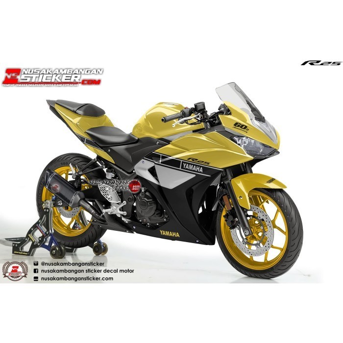 Decal Stiker Yamaha R25 Anniversary 60 th Rossi Kuning
