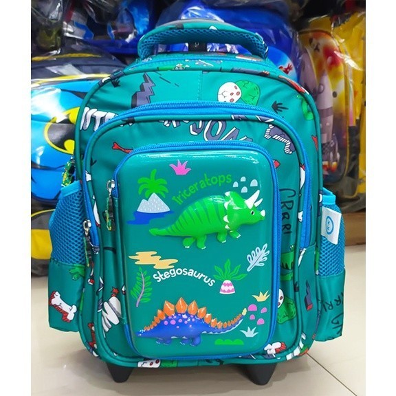 Baru TAS TROLLEY IMPORT ORIGINAL RANSEL SEKOLAH ANAK TK DINOSAURUS TROLI