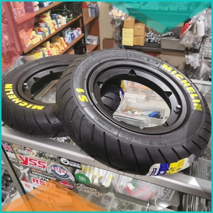 Velg Tubeless Vespa Uno Black V.3 GScooter Ring 10 set Ban Michelin S1