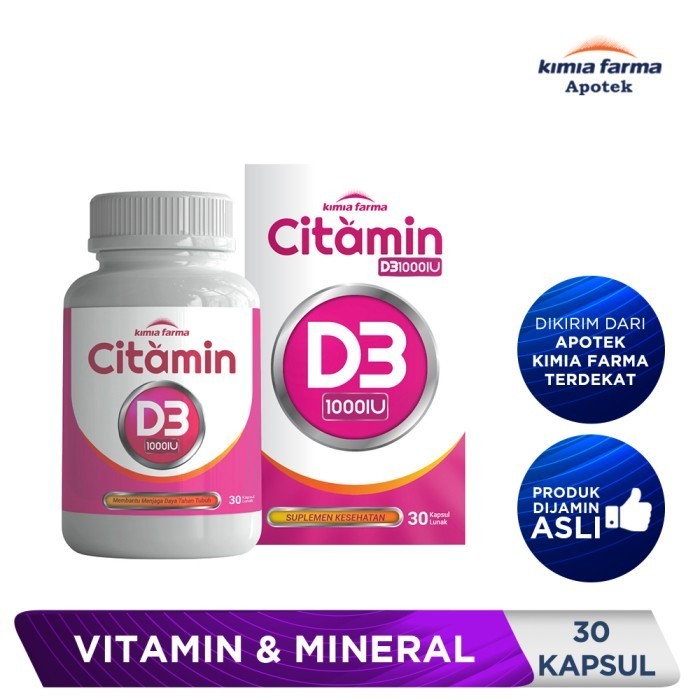 Terlaris CITAMIN D3 1000 IU 30 KAPSUL / VITAMIN D3 / KIMIA FARMA SALE