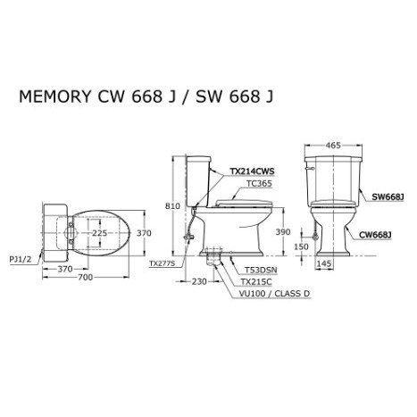 TOTO CLOSET DUDUK CW 668 J WHITE