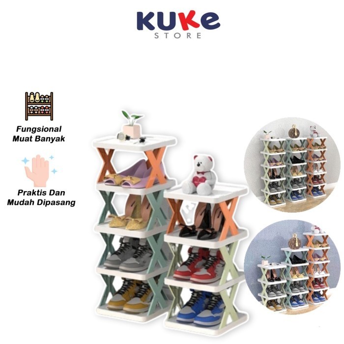Terlaris Kuke Rak Sepatu Tara 4 Layer / Rak Sepatu Lipat Model Zigzag