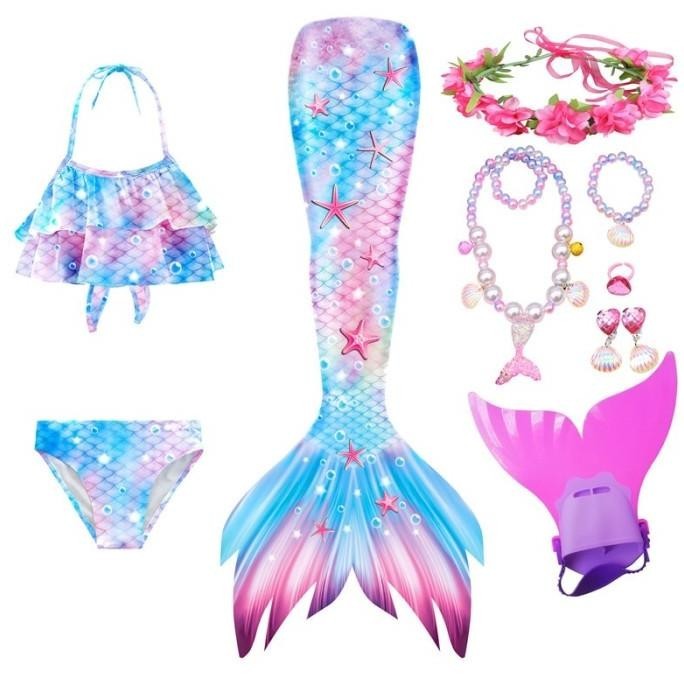 baru  ready pakaian renang ekor putri duyung anak perempuan halloween kostum putri