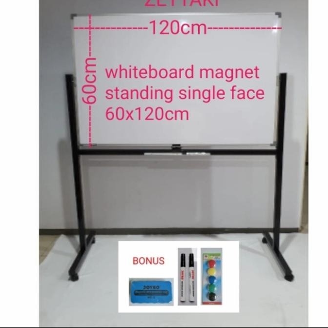 

Papan Tulis Whiteboard Standing Magnet Single Face Zettaki 60X120Cm