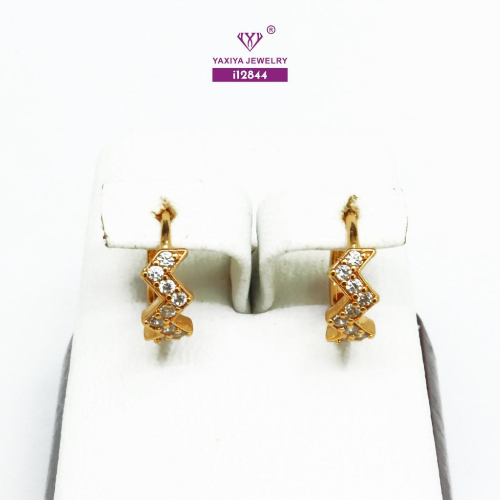 Yaxiya Anting Wanita Permata Perhiasan Lapis Emas 18K 818