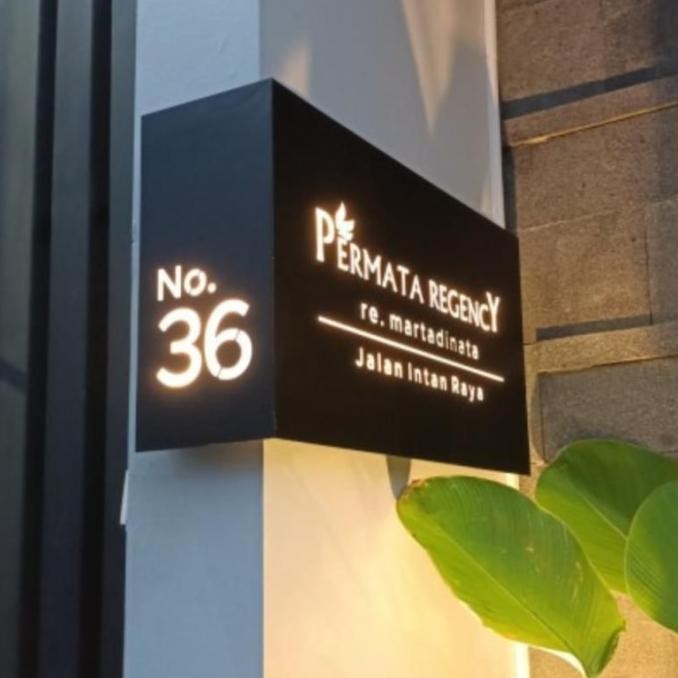 Nomor Rumah Akrilik LED Motif Modern Minimalis Custem