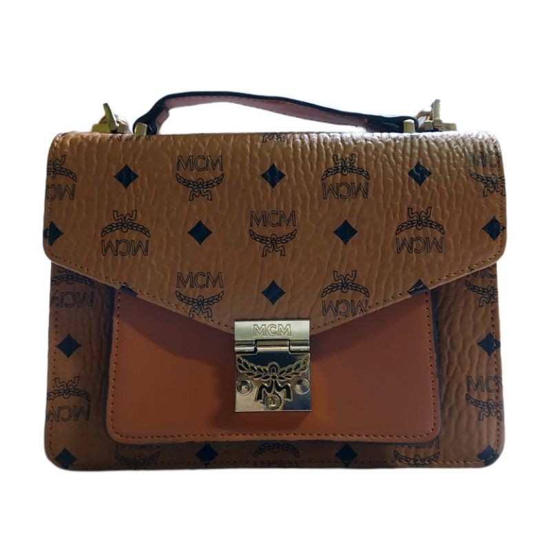 MCM Patricia Visetos Medium Satchel Brown Bag