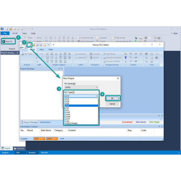 READY Wecon PLC LX1V-1212M + HMI PI3070ie