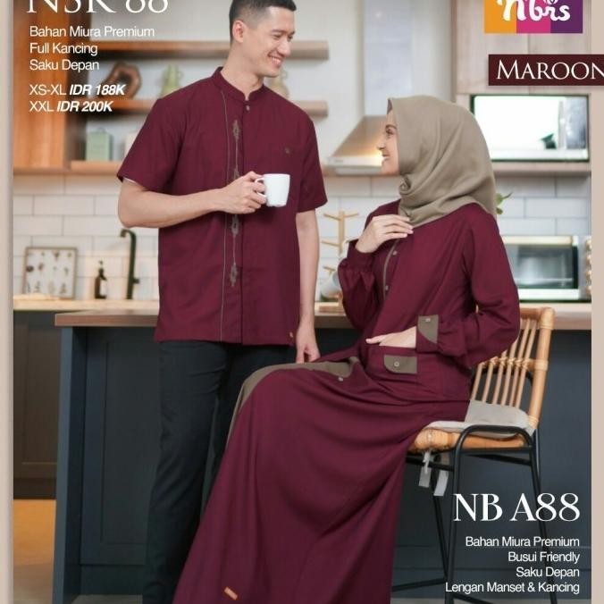 Terbaik Nibras Couple 88 Warna Merah Marun Sarimbit Lebaran Keluarga Terbaru Stok Terbatas