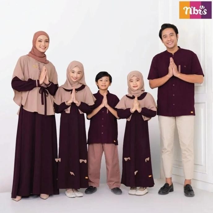 New Sale Sarimbit Nibras Daania Burgundy Baju Lebaran Muslim Couple Keluarga Pengiriman Cepat