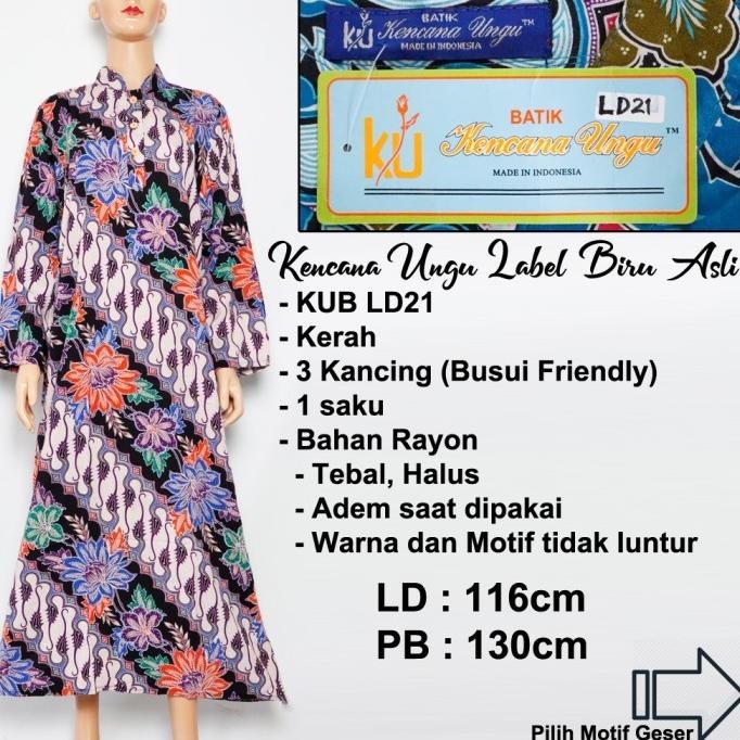 Best - Daster Kerah Lengan Panjang Kencana Ungu Label Biru ORI / Daster Busui