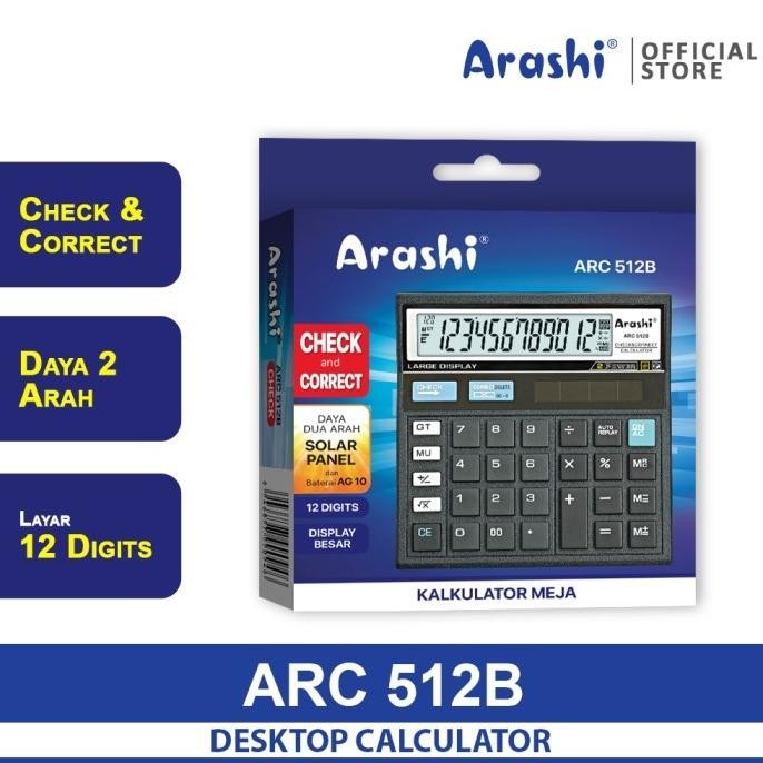 

Baru - Calculator / Arashi Kalkulator ARC 512B / 12 Digit / Check Correct ~