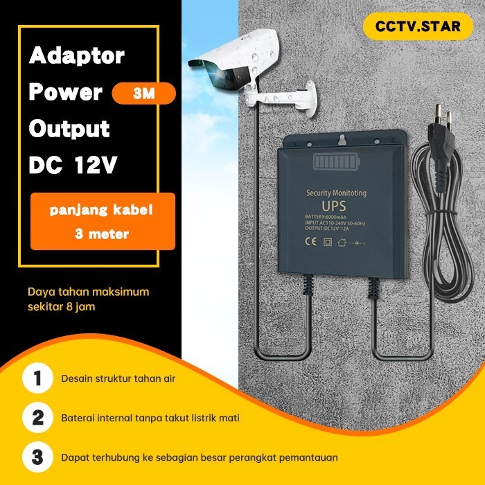 Bisa COD XIHANCAM UPS Mini Travel Adaptor Cctv Baterai Internal DC 12V 2A